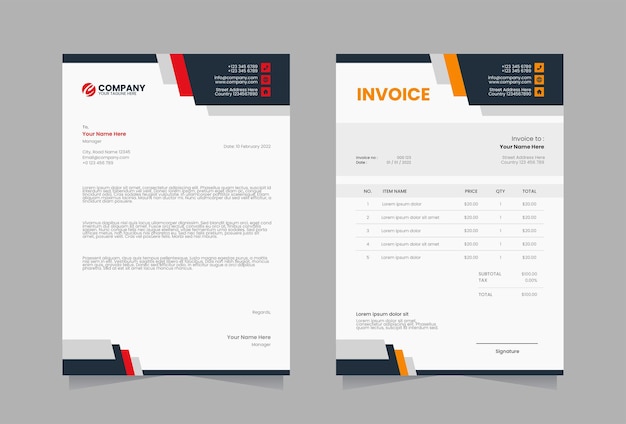 レターヘッドと請求書のテンプレート デザイン