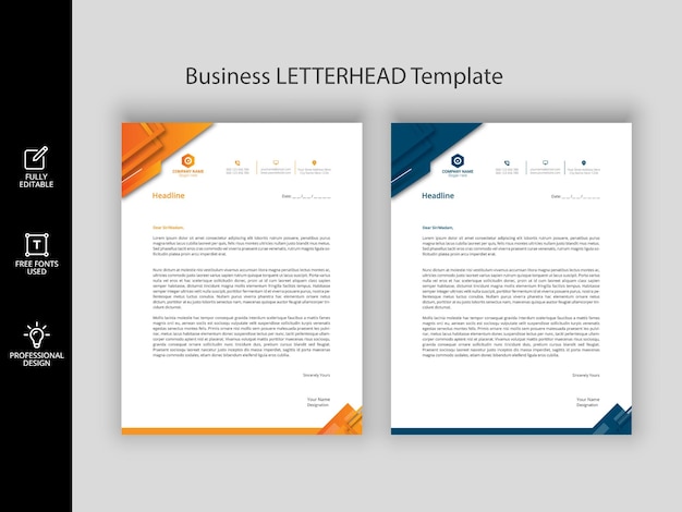 Letterhead design for business modern corporate identity template design