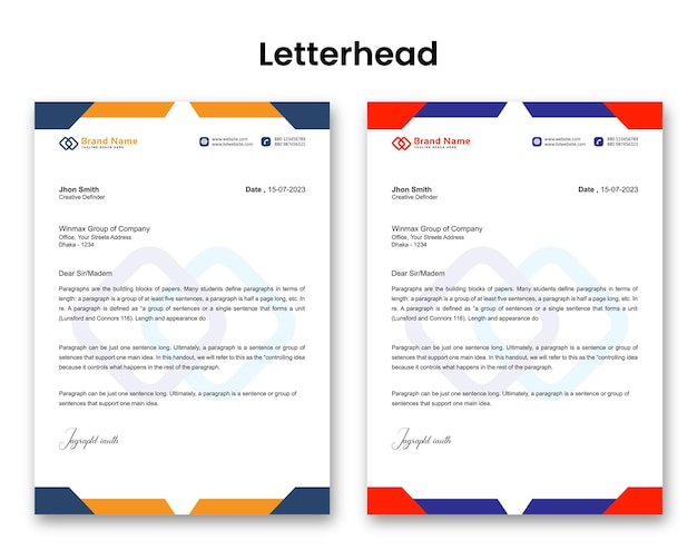 Letterhead design, Company Letterhead, Business Letterhead Template