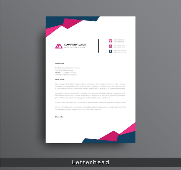 Letterhead design professional modern corporate creative company clean A4 letterhead design template