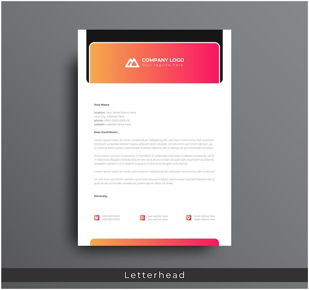 Letterhead Design Professional Modern Corporate creative company clean A4 letterhead Design template