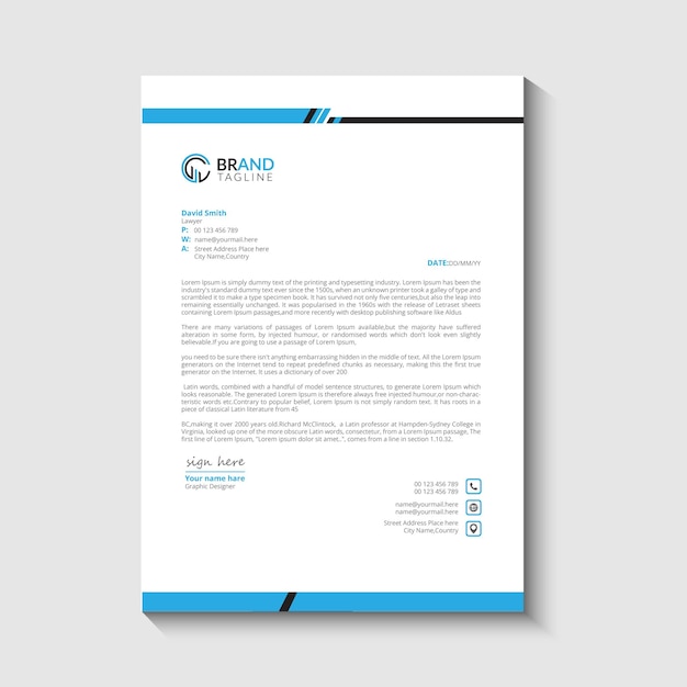 Vector letterhead designh blue clour