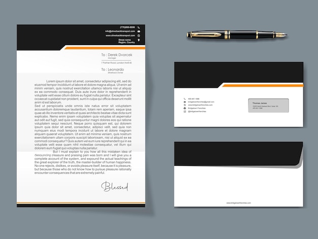 Letterhead and envelope mockup template