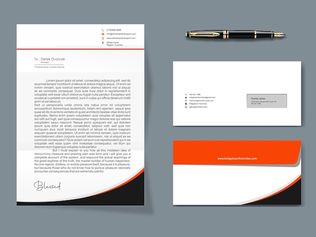 Letterhead and envelope mockup template