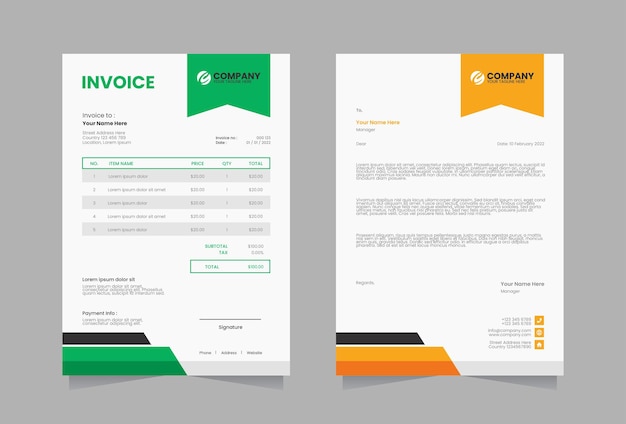 Letterhead and invoice template design