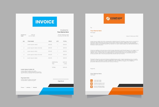 Letterhead and Invoice template design