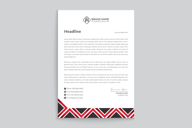 Letterhead layout with red color