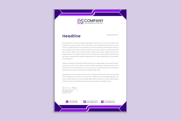 Letterhead for modern corporate company