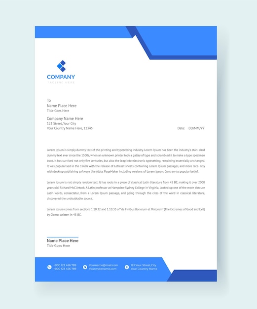 Letterhead Modern Corporate Design Template Premium Vector