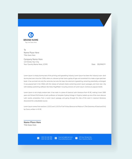 Letterhead Modern Corporate Design Template Premium Vector