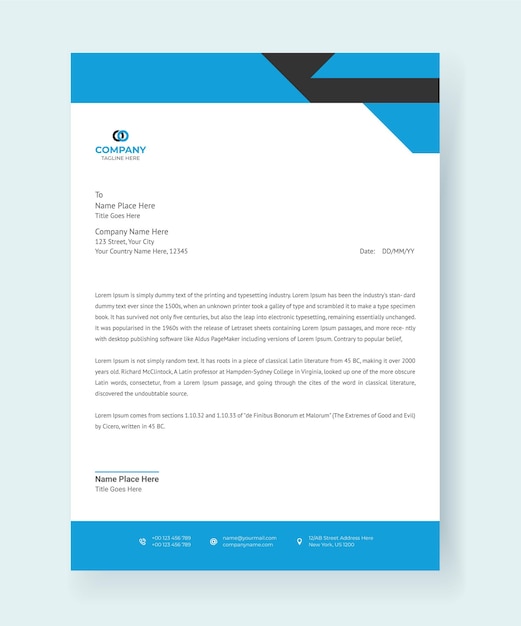 letterhead modern corporate design template premium vector