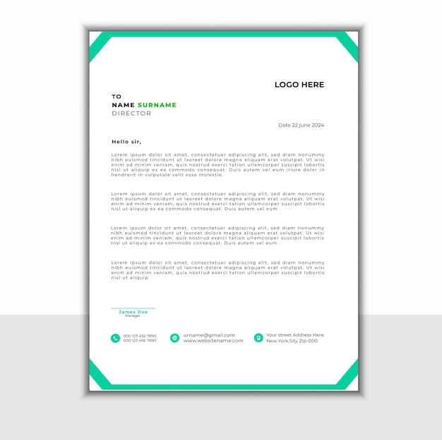 Modello di design di testata letterhead moderno creativo