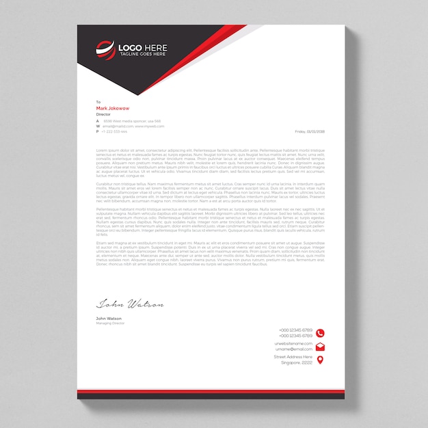 Letterhead template in flat style