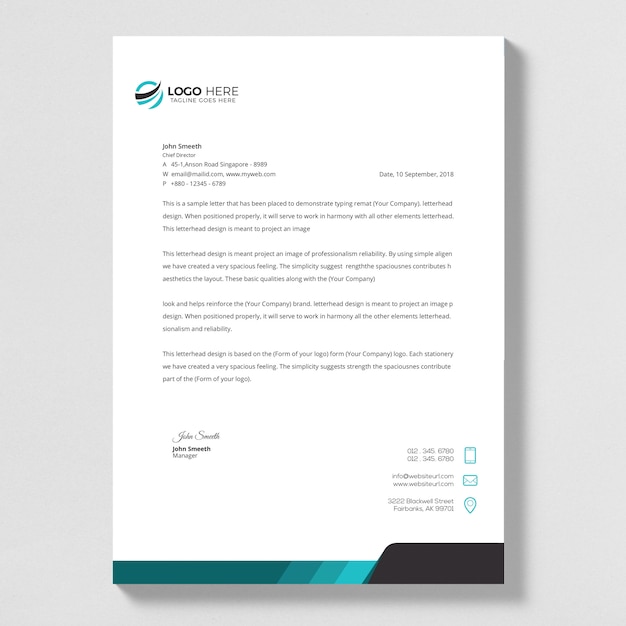 Letterhead template in flat style