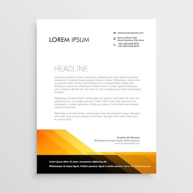 Vector letterhead template with abstract orange and black shapes