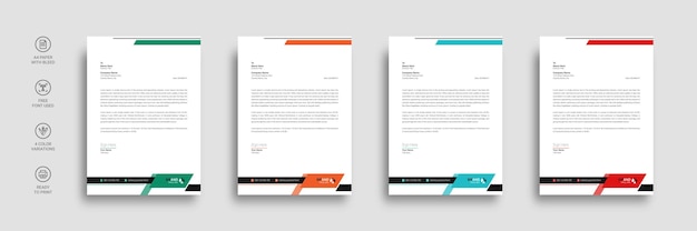 Letterhead template with various colors