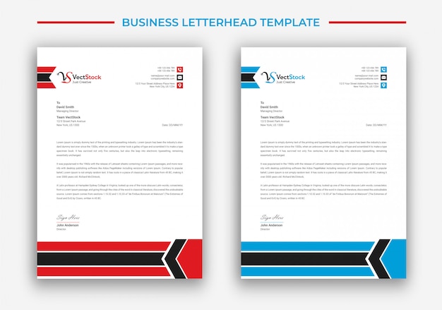 Letterhead template with various colors