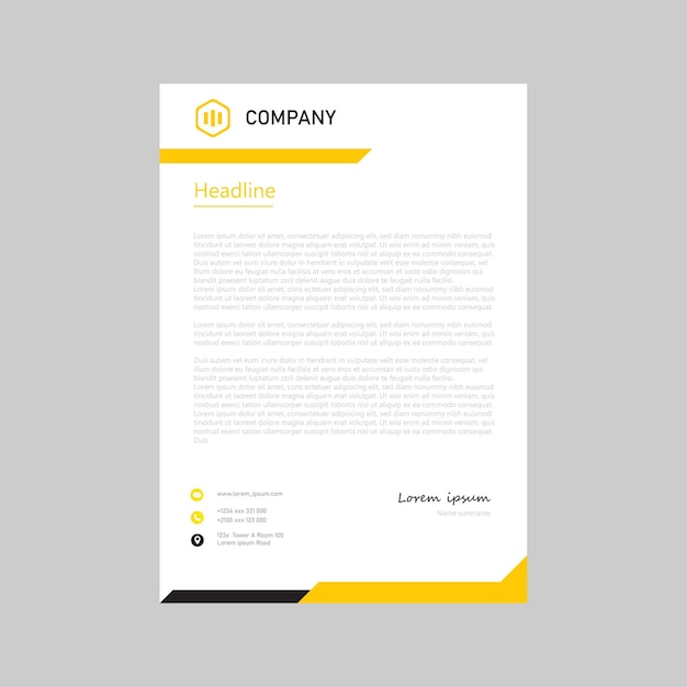 Vector letterhead template in yellow abstract style design