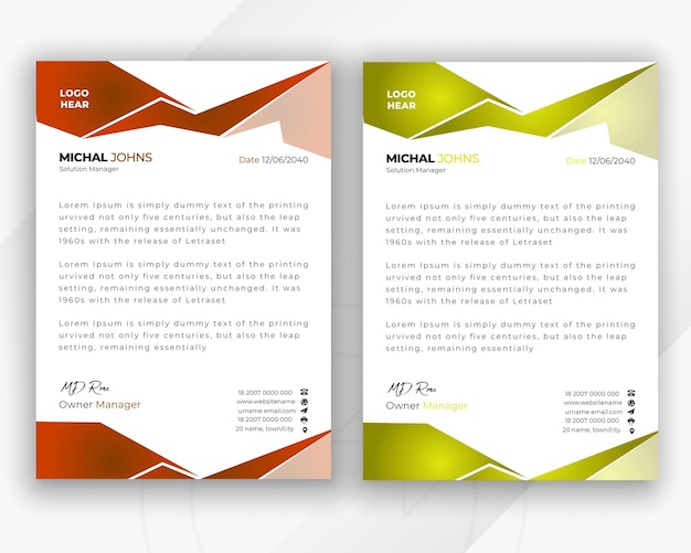 Letterhead Templates and Abstract Corporate or Modern Business Style Design Templates