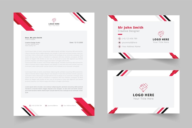 Letterhead with business card design template set