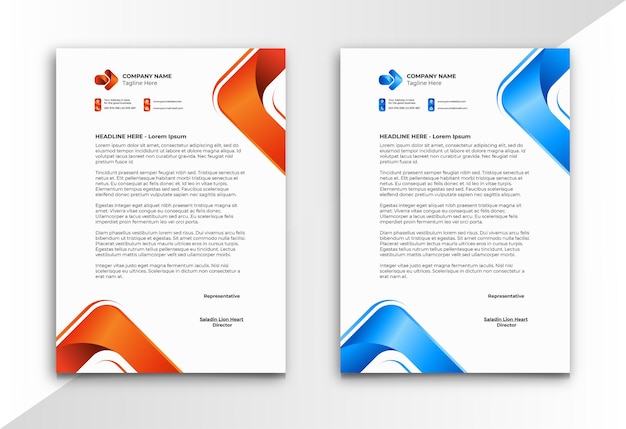 letterhead with orange and blue modern style triangle shape