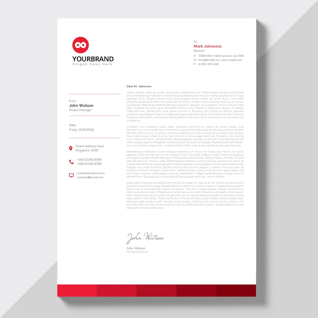 letterhead with Red details