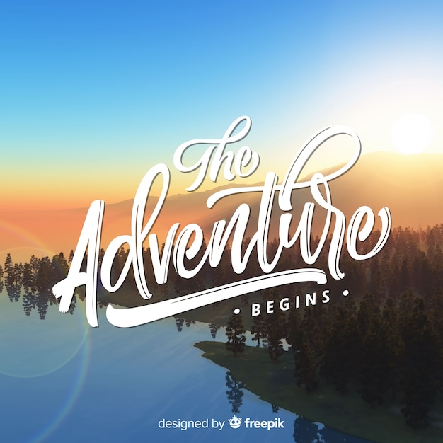 Vector lettering adventure background with photo