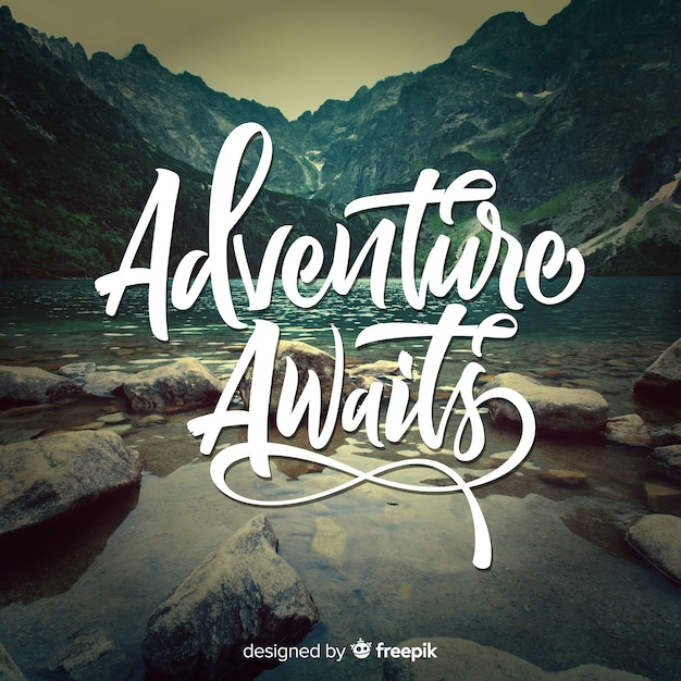 Lettering adventure background with photo