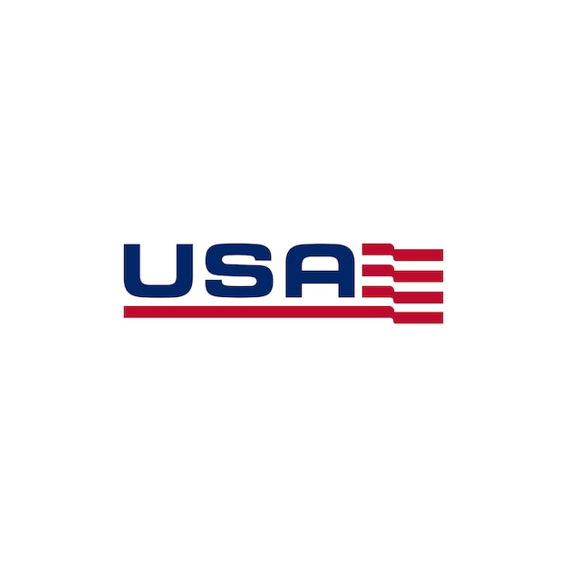 Lettering American USA Flag Symbol Logo Design