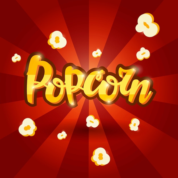 Vector lettering banner design popcorn