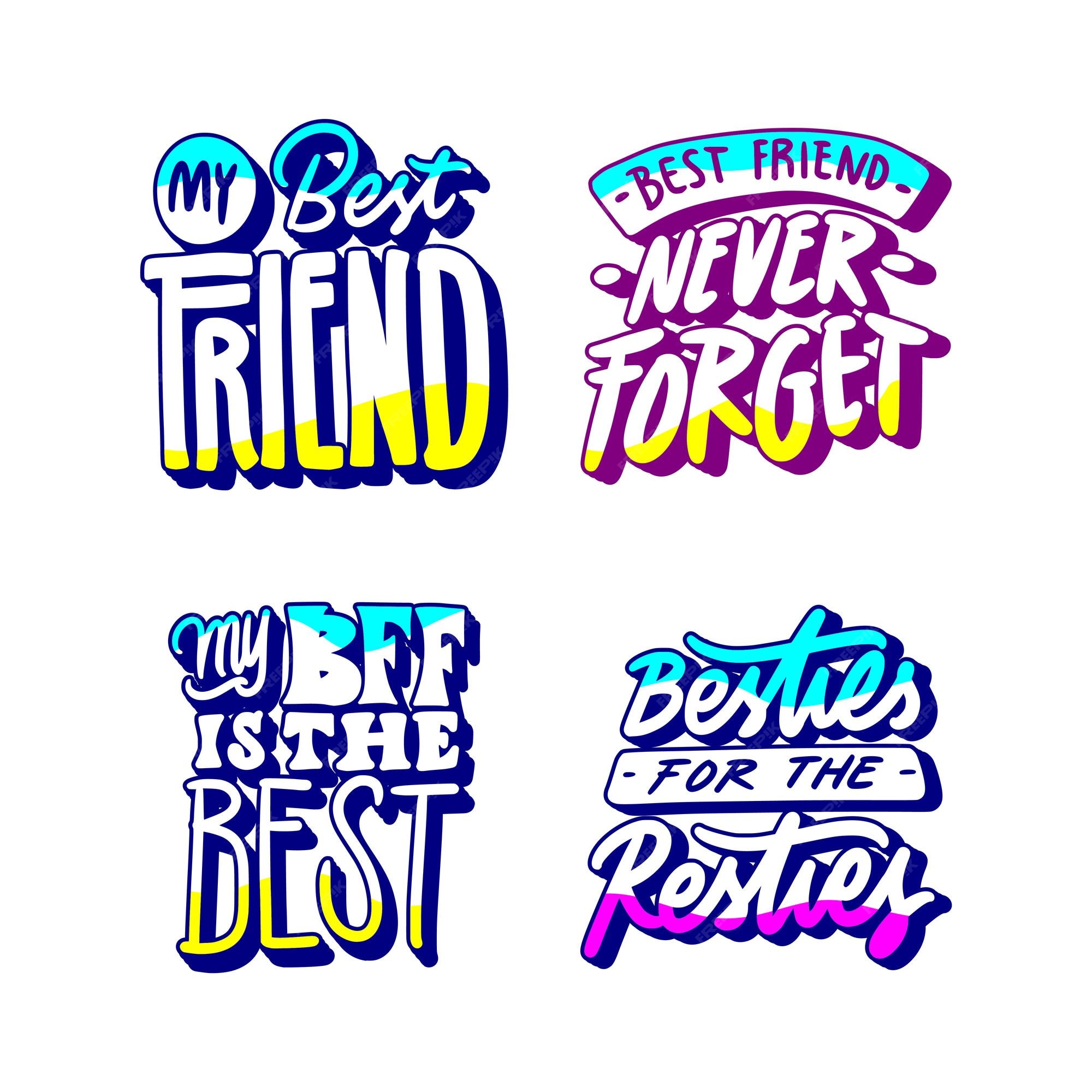 Premium Vector  Cute best friends stickers with lettering