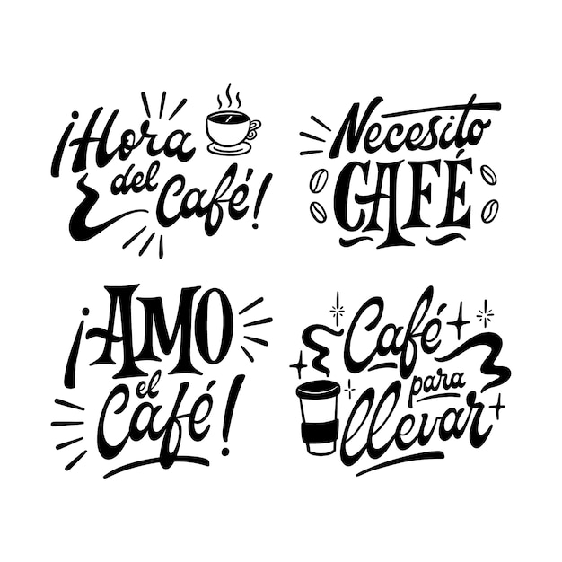 Vector lettering café sticker collectie.