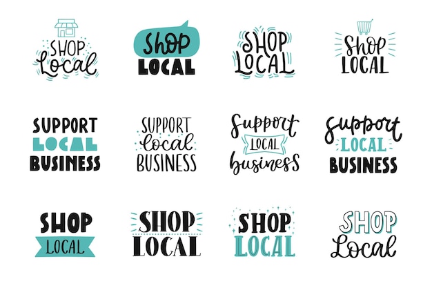 Vector lettering collection for shopping local