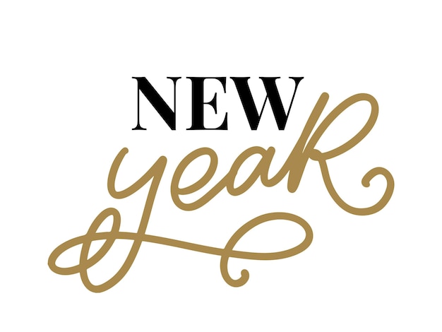 Composizione scritta di felice anno nuovo su sfondo bianco illustrazione vettoriale scritta a mano