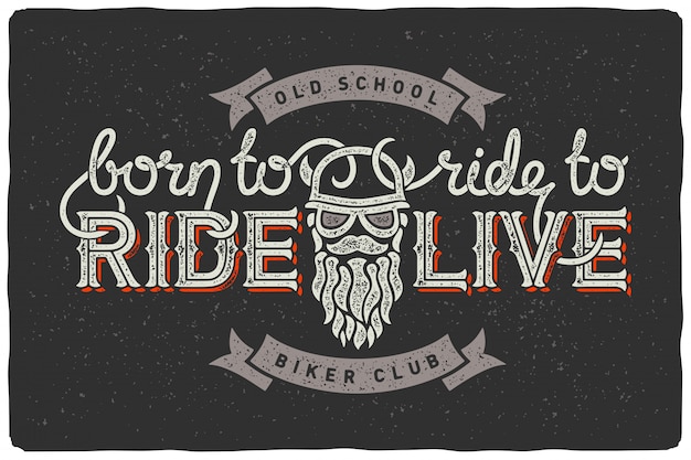 Vector lettering composition with old biker head