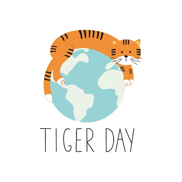Lettering day  tiger handwritten inscription for day of the tiger and the tigers face