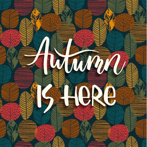 Vector lettering design with abstract autumn background