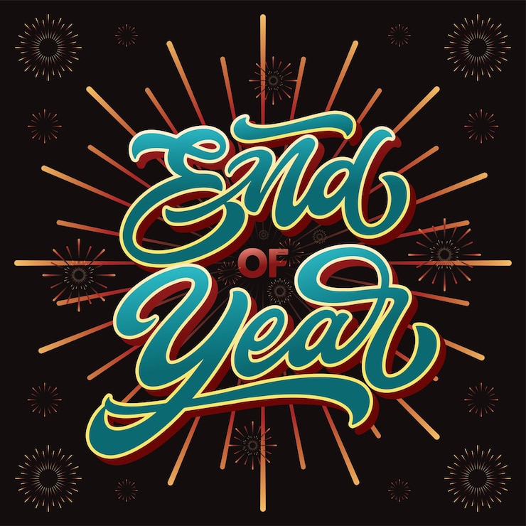 Vector lettering end of year vector calligraphy design usable for poster banners postcards wallpaper
