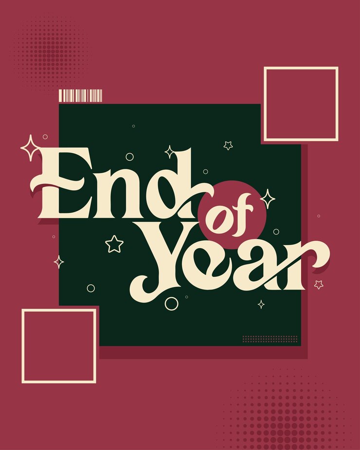 Vector lettering end of year vector illustration calligraphy design usable for poster banners postcard