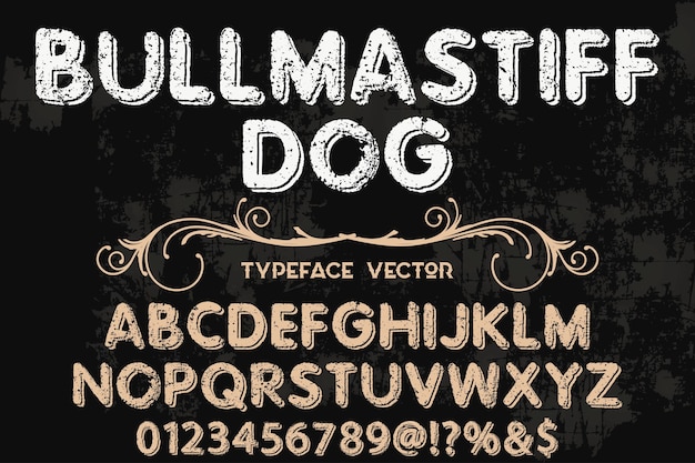 Lettering font design bullmastife dog