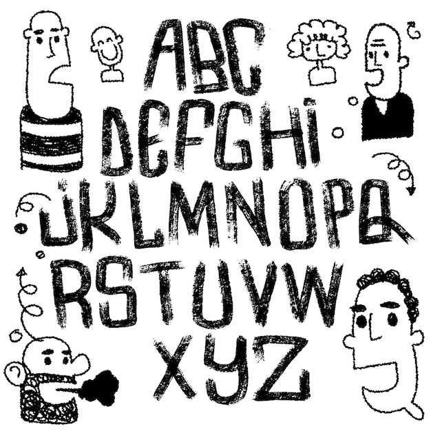 Lettering font isolated . texture alphabet.