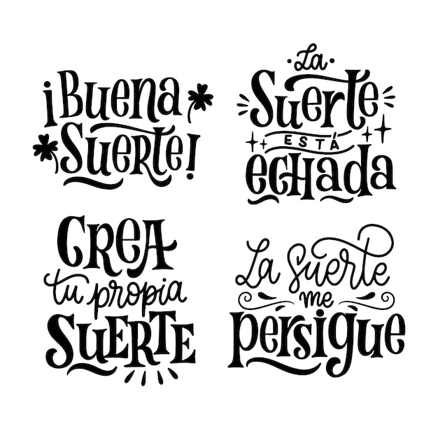 Lettering geluk sticker collectie.