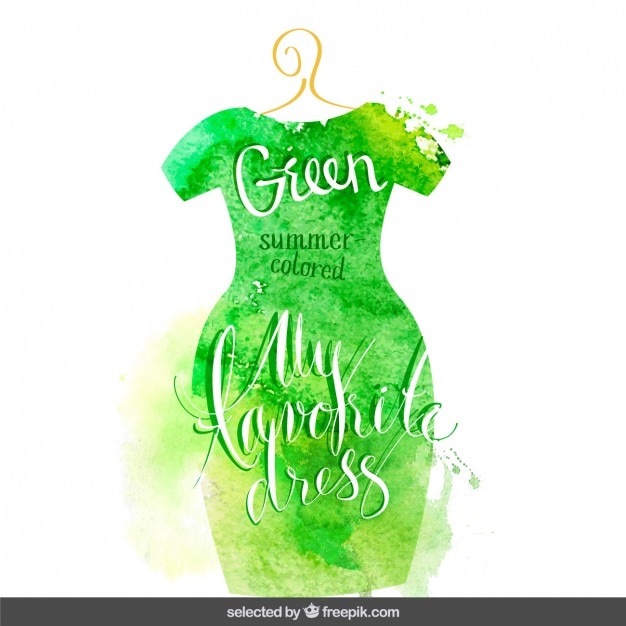 Lettering in green watercolor dress