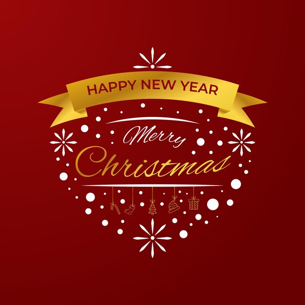 Вектор Надпись поздравительная открытка вектор с рождеством и новым годом