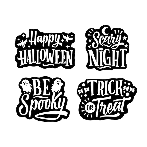Vector lettering halloween stickers collection