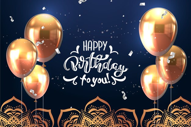 Happy 12th Birthday Gold Foil Balloon Greeting Background. Stock Vector -  Illustration of congratulation, holiday: 180271841