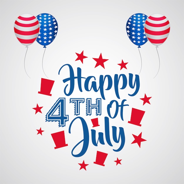 Vector lettering happy fourth of july with balloon