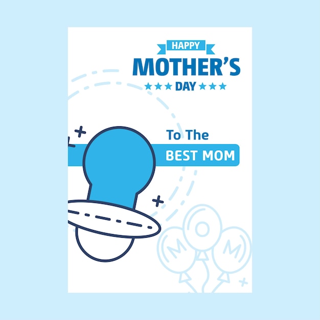 Lettering Happy Mothers Day Blue Background