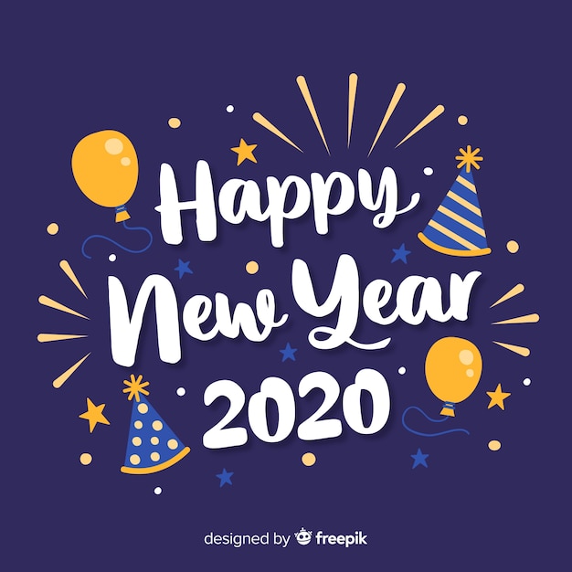 Vector lettering happy new year 2020 with balloons