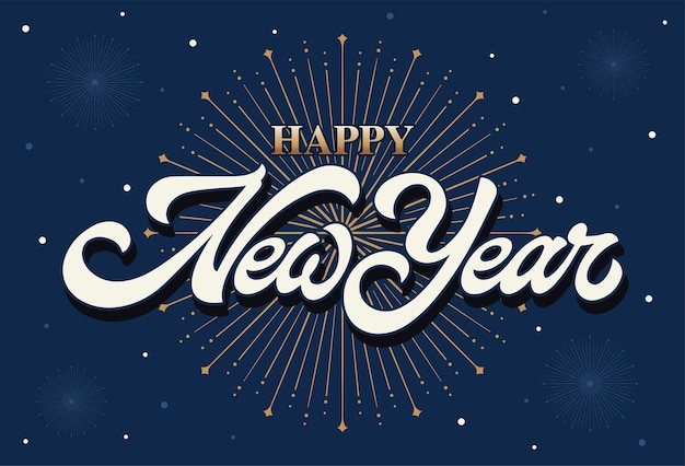 Vettore lettering happy new year vector illustration calligraphy design utilizzabile per i regali di poster e banner